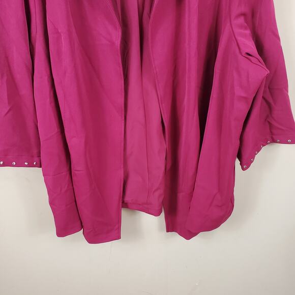 Catherines Black Label Fuchsia Open Front Jacket Size 4X - Picture 3 of 12